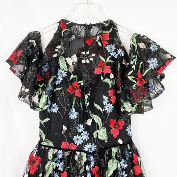Mac Duggal Floral Cold Shoulder Fit-&-Flare Dress - Picture 5 of 11